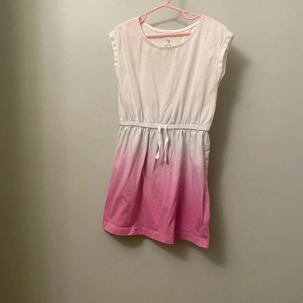 Gap kids ombré pink white dress cap sleeves small 6-7